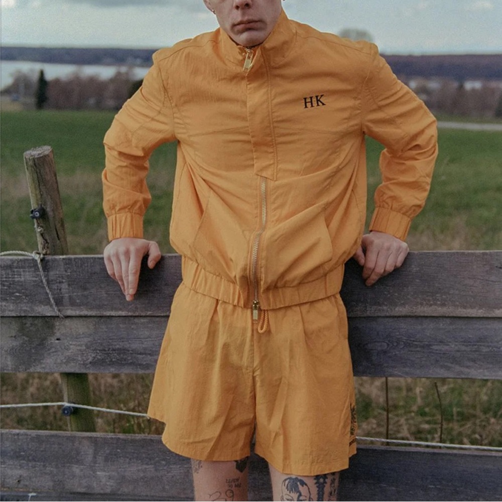 HAN KJØBENHAVN Orange Capsule Green Kingdom Embroidered 5.5 Inseam Nylon‎ Shorts